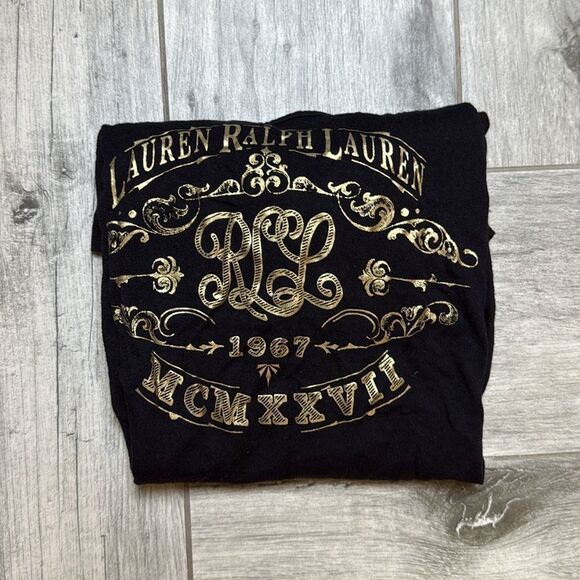 Lauren Ralph Lauren Womens Navy Blue MCMXXVII Print T Shirt Size Medium - Picture 1 of 6